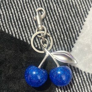 Blue Cherry Keychain with Silver Accents